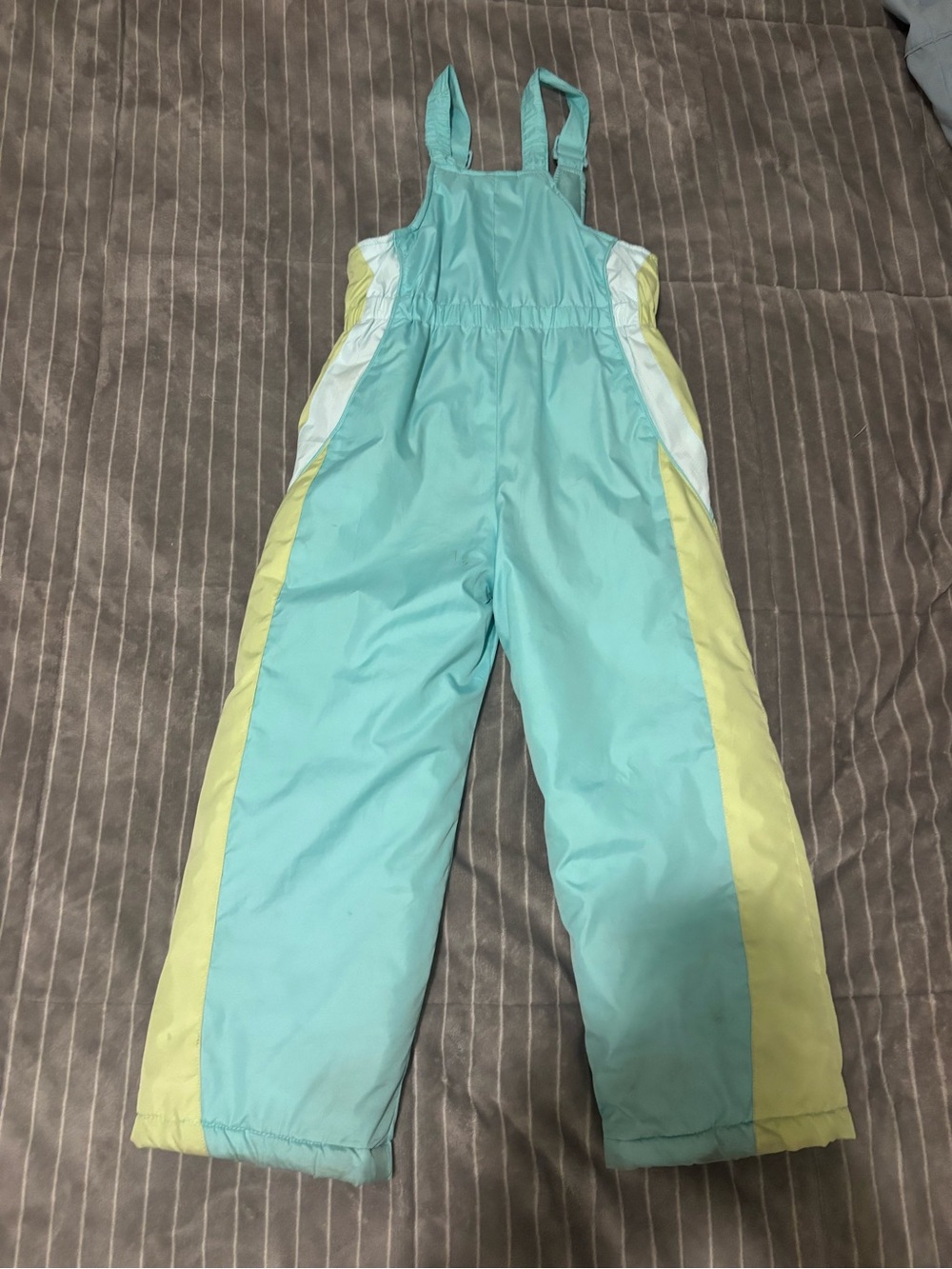 Kids Aqua & Lemon Snow Bib Overalls